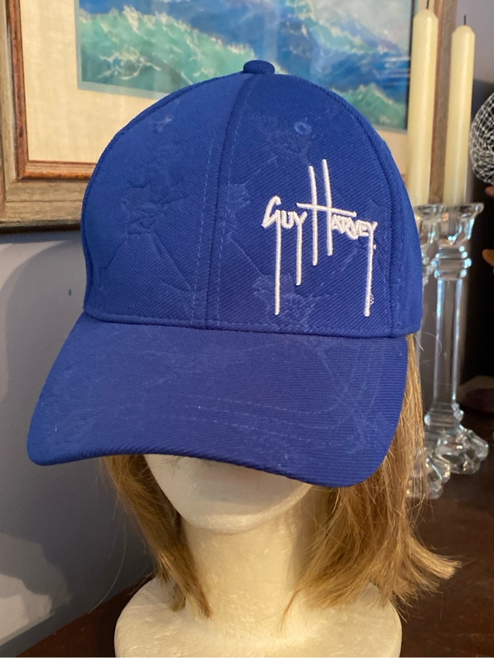 V! Guy Harvey Bluewater Snapback Cap Hat Embroidered Logo Blue Marlin